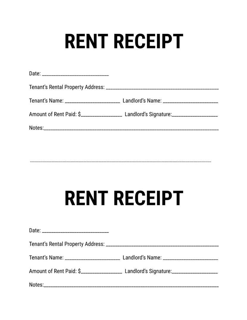 Free Printable Rental Receipt Templates