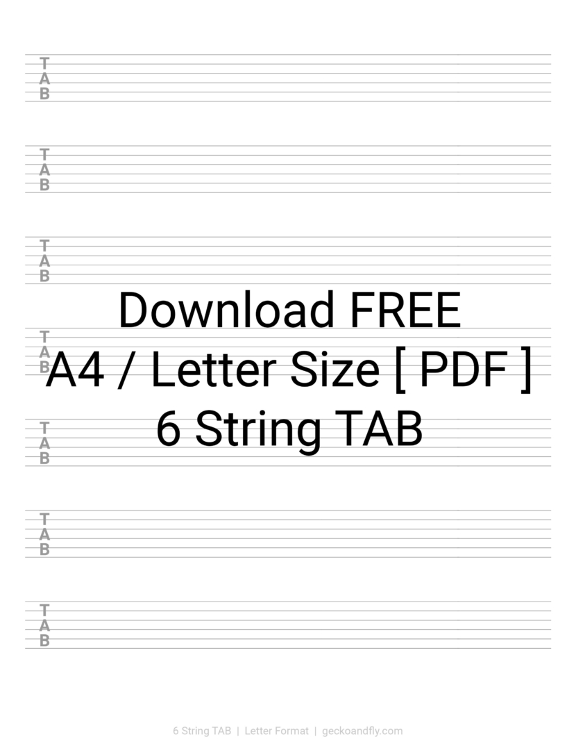Printable Music Manuscript Paper 6 String TAB Download Free in PDF
