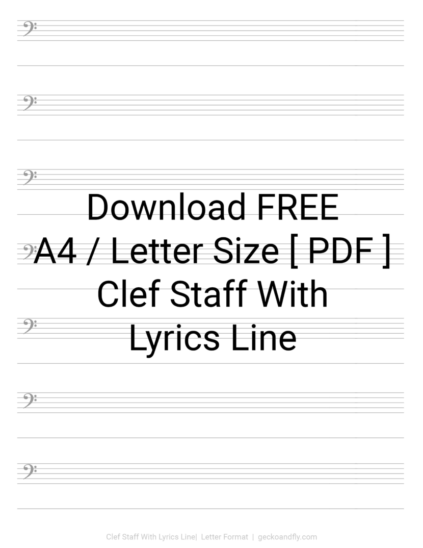 Printable Music Manuscript Paper Clef Staff With Lyrics Line Download Free in PDF