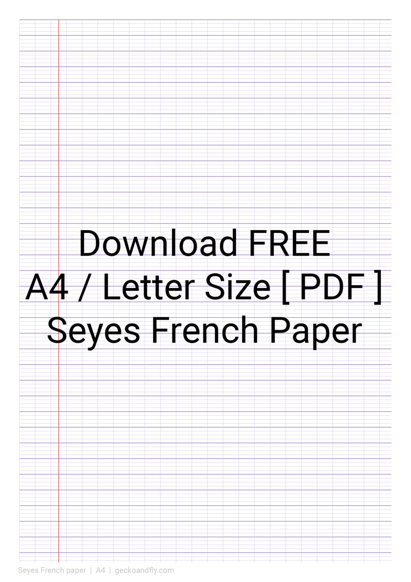 Printable Seyes French Paper Template in A4 and Letter size